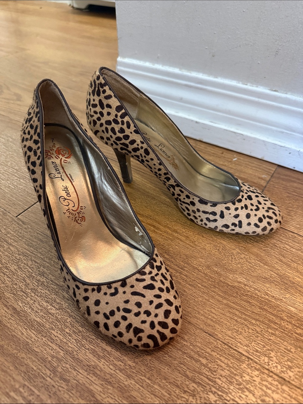 Poetic Licence Leopard Print Pumps in Tan and Black